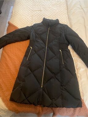 Cole Haan Black Quilted Long Puffer Coat